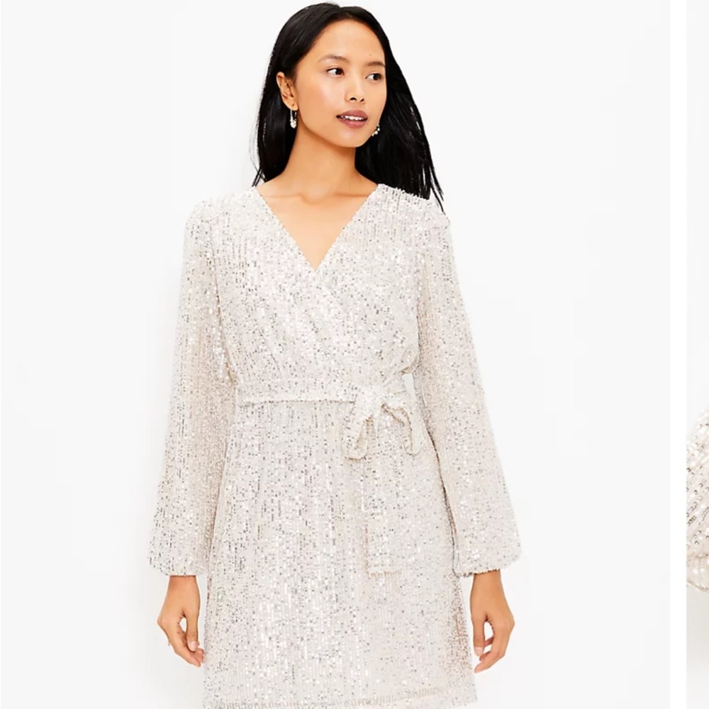 LOFT Sequin Wrap Dress